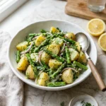 asparagus potato salad with creamy dressing and fresh herbs