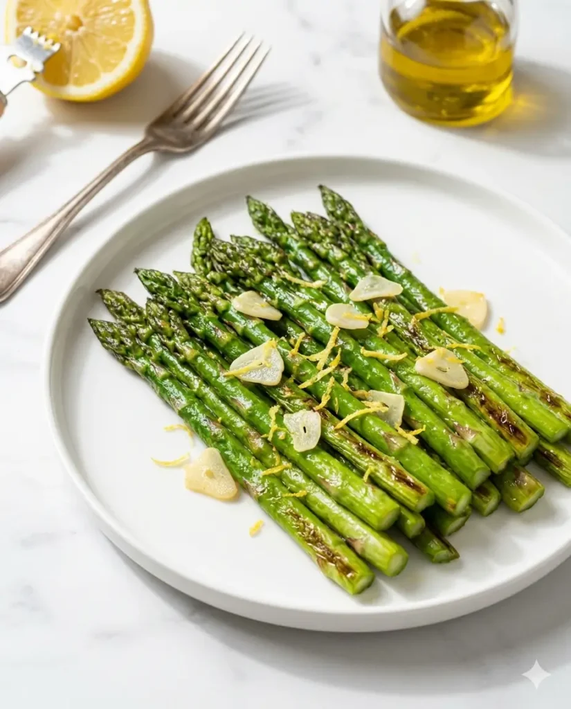 asparagus side dish with garlic and lemon