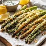 Crispy Asparagus Recipe (Light, Crunchy, and Easy to Make) 2 crispy asparagus recipe baked with parmesan and breadcrumbs