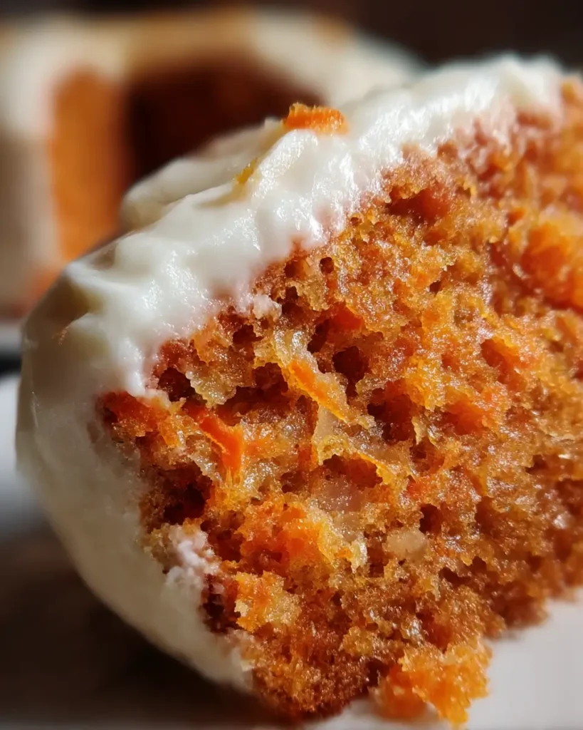 easy carrot cake mini cake with cream cheese frosting on a plate