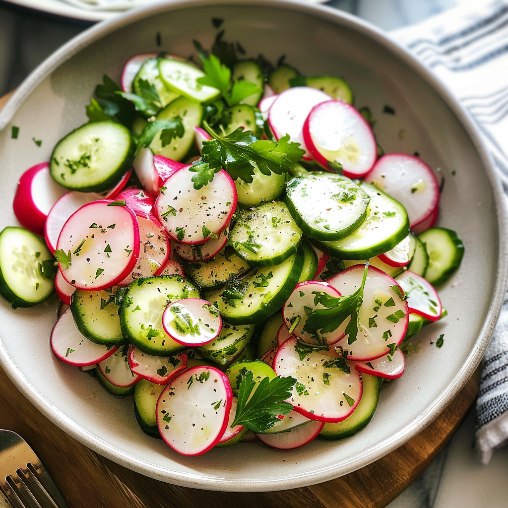 Crisp Cucumber Radish Salad Recipe