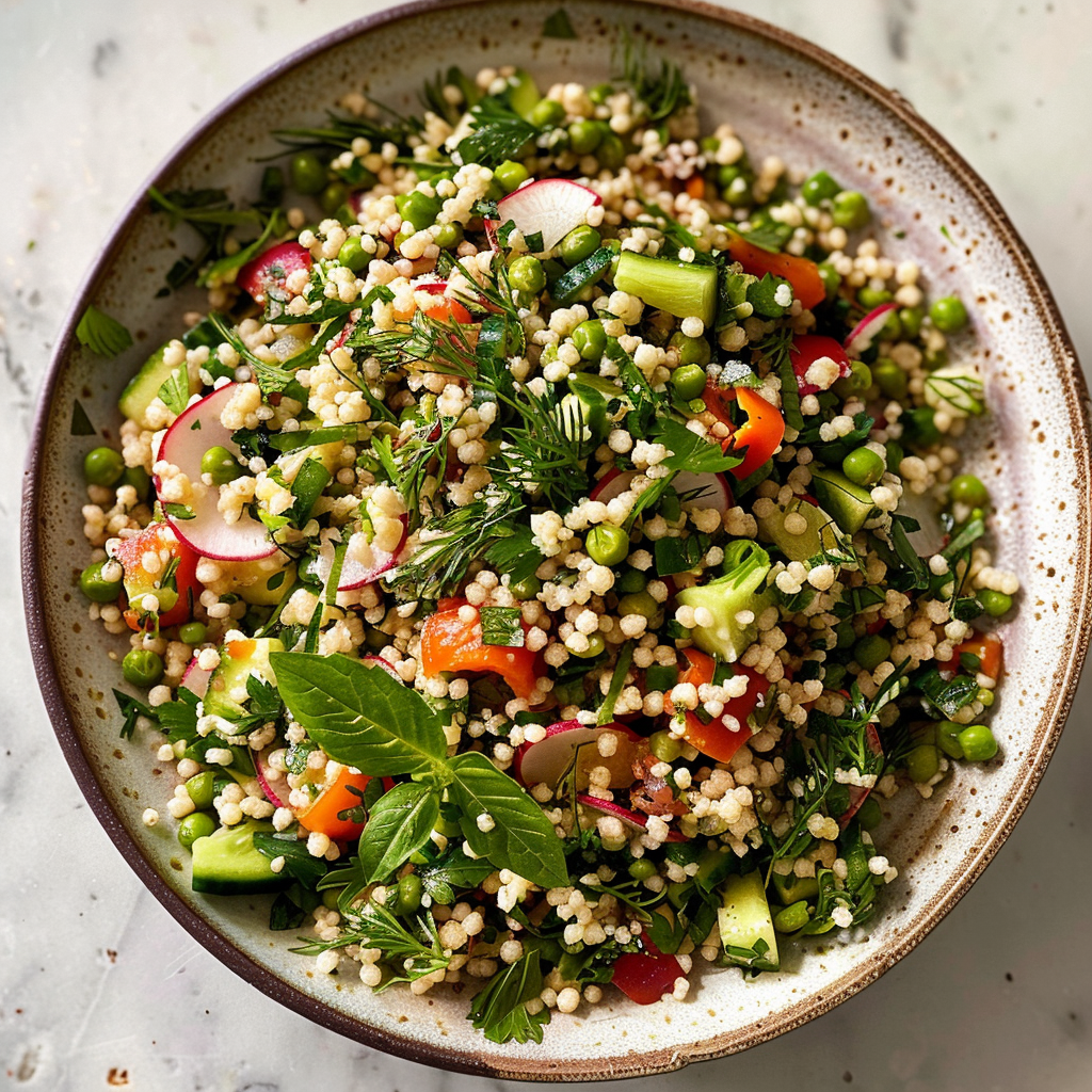 Fresh Spring Couscous Salad with Herbs and Za'atar