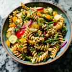 Spring Pasta Salad with Lemon Dressing and Vegetables