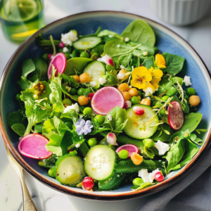 A Simple Spring Green Salad with Pistachios and Feta