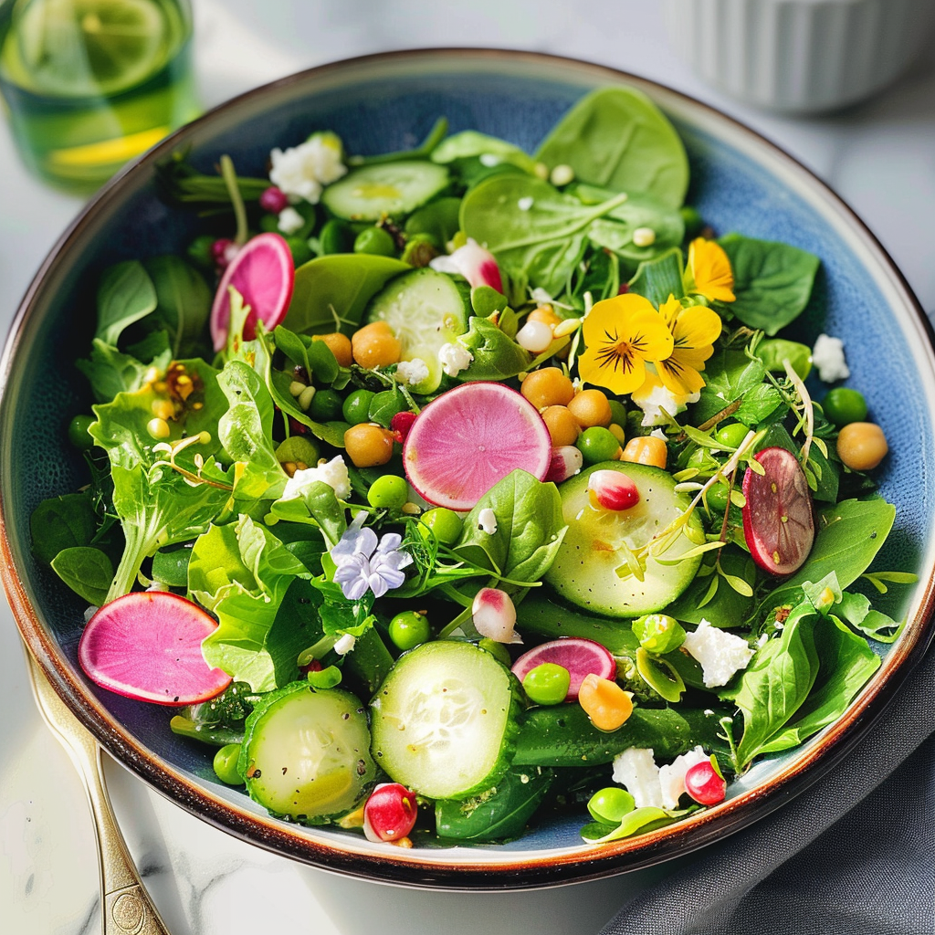 A Simple Spring Green Salad with Pistachios and Feta
