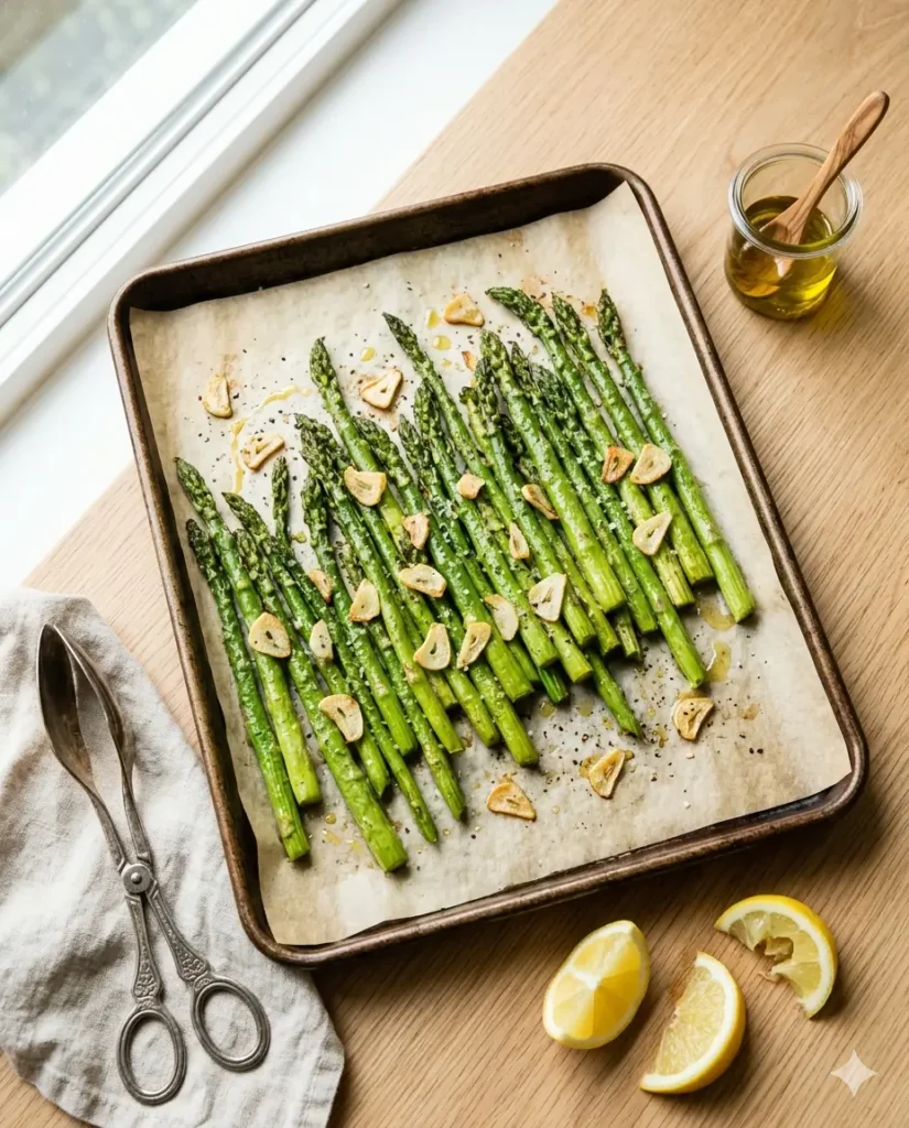 sheet pan asparagus roasted with garlic and lemon