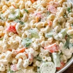 Greek Yogurt Macaroni Salad with cucumbers, bell peppers, and creamy yogurt dressing