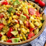 Napa Sweet Corn Salad with avocado, cherry tomatoes, and fresh corn