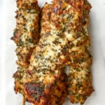 Ranch Garlic Parmesan Chicken Skewers coated with herbs and parmesan cheese