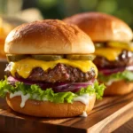 Juicy Smash Burgers with Secret Burger Sauce 2 Smash Burger Recipe with crispy beef patties, melted cheese, and burger sauce on toasted buns