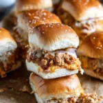 Turkey Burger Sliders with melted cheese and savory turkey patties on soft slider buns